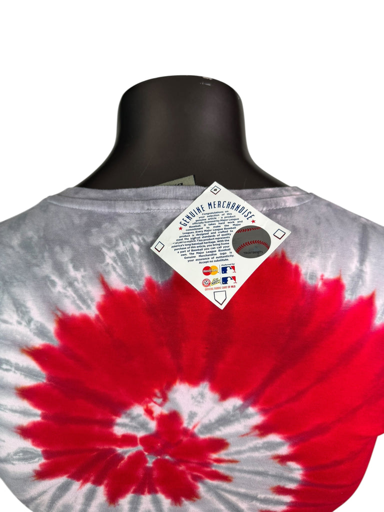 PHILADELPHIA PHILLIES VINTAGE 2000'S TIE DYE V-NECK LIQUID BLUE T-SHIRT WOMEN'S XL