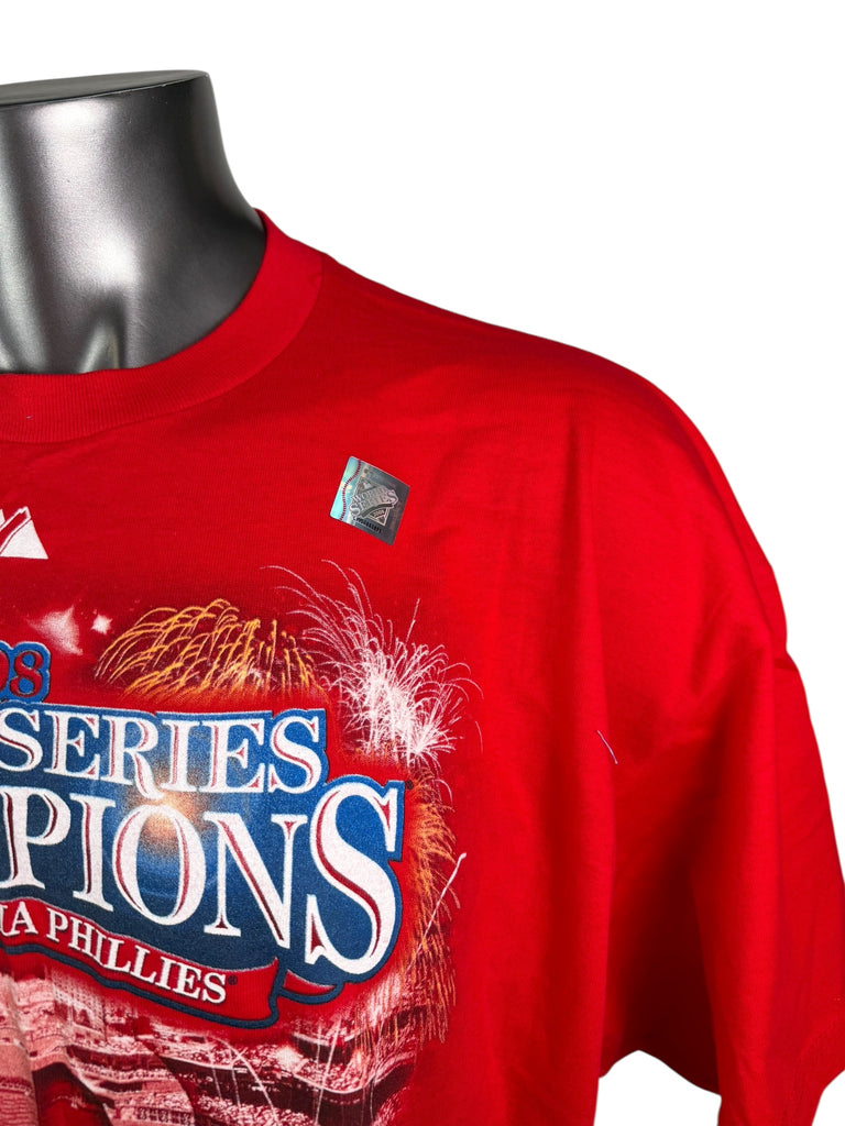 PHILADELPHIA PHILLIES VINTAGE 2008 WORLD SERIES CHAMPIONS T-SHIRT ADULT 2XL