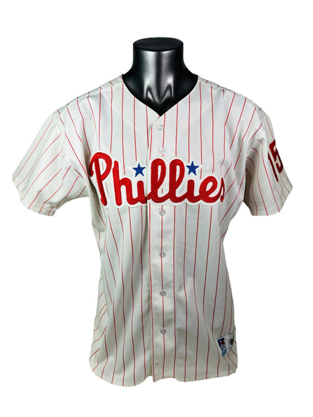 DAVE HOLLINS PHILADELPHIA PHILLIES VINTAGE 1990'S MLB RUSSELL ATHLETIC DIAMOND COLLECTION AUTHENTIC JERSEY ADULT 48