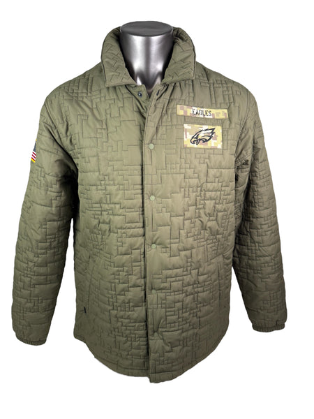 PHILADELPHIA EAGLES TEAM ISSUED NIKE MILITARY SALUTE TO SERVICE SNAP-UP JACKET ADULT XL