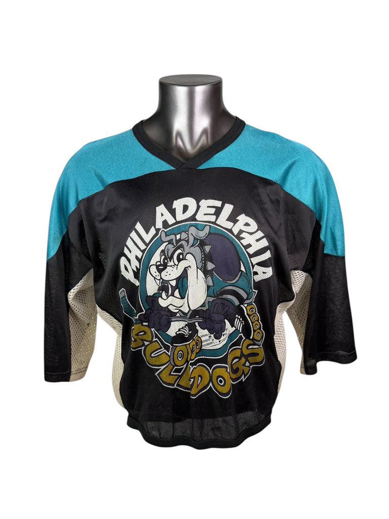 PHILADELPHIA BULLDOGS VINTAGE 1990'S RHI INLINE SIGNED JERSEY ADULT MEDIUM