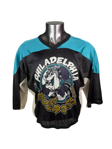 PHILADELPHIA BULLDOGS VINTAGE 1990'S RHI INLINE SIGNED JERSEY ADULT MEDIUM