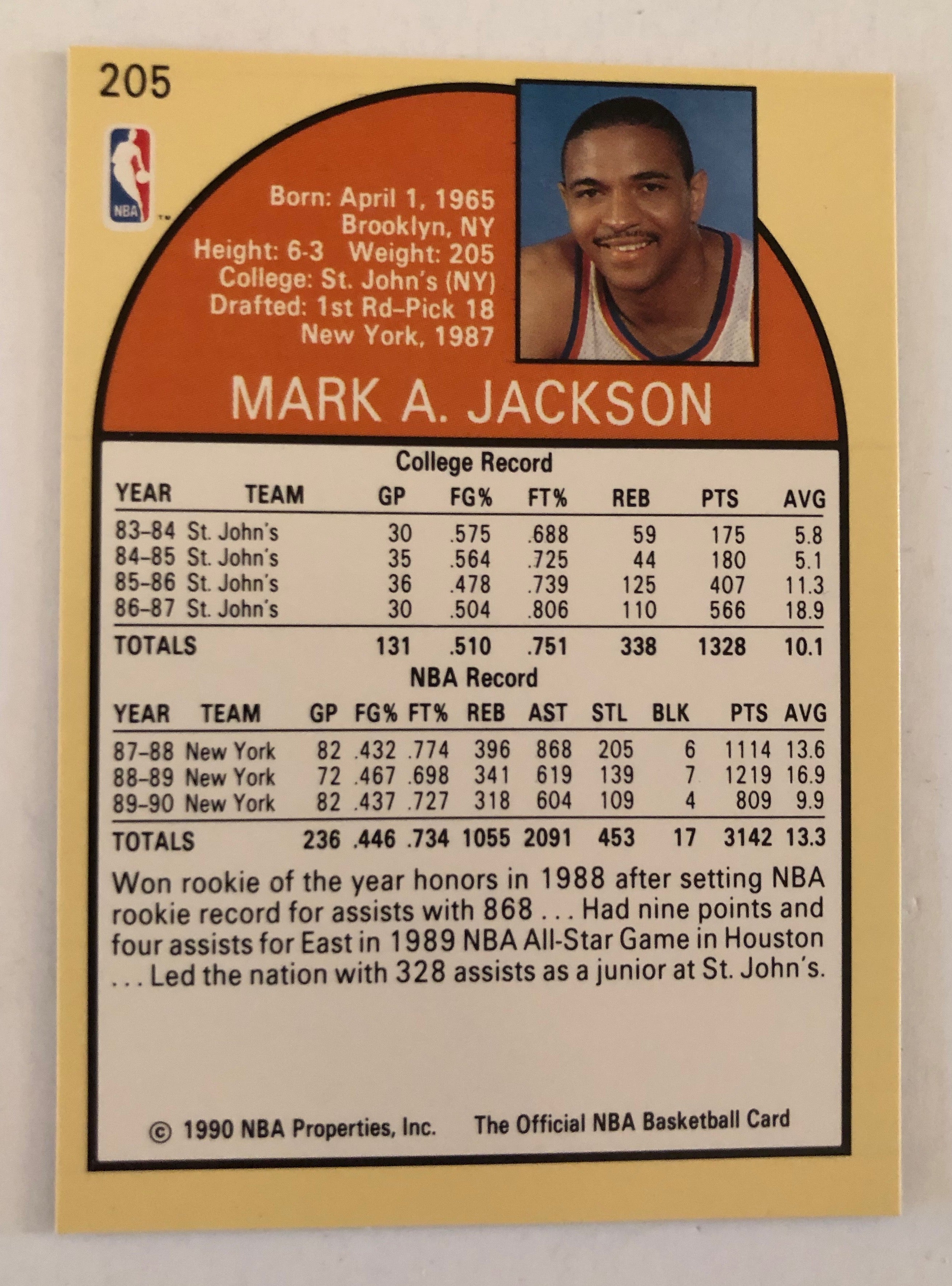 MARK JACKSON NEW YORK KNICKS 1990-91 HOOPS LYLE & ERIK MENENDEZ CARD -  Bucks County Baseball Co.