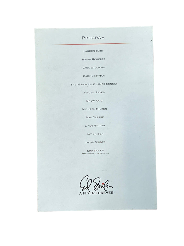 ED SNIDER PHILADELPHIA FLYERS 2016 MEMORIAL CELEBRATION EVENT PROGRAM CARD