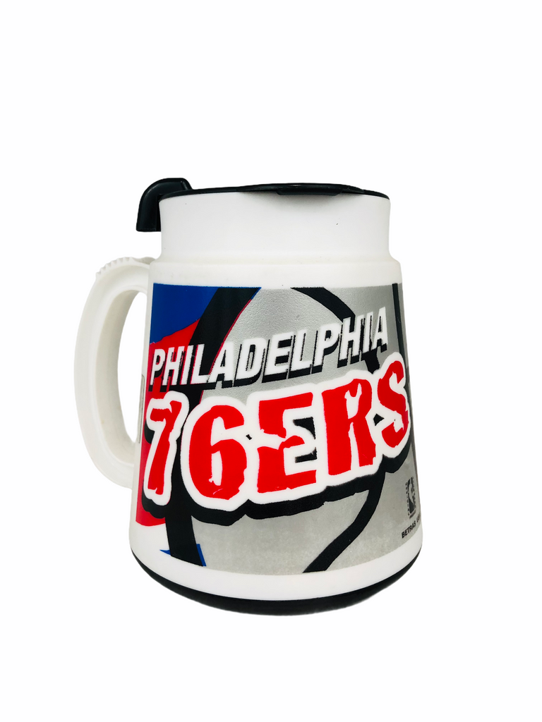 PHILADELPHIA SIXERS 76ERS VINTAGE 1990'S PLASTIC TRAVEL COFFEE MUG