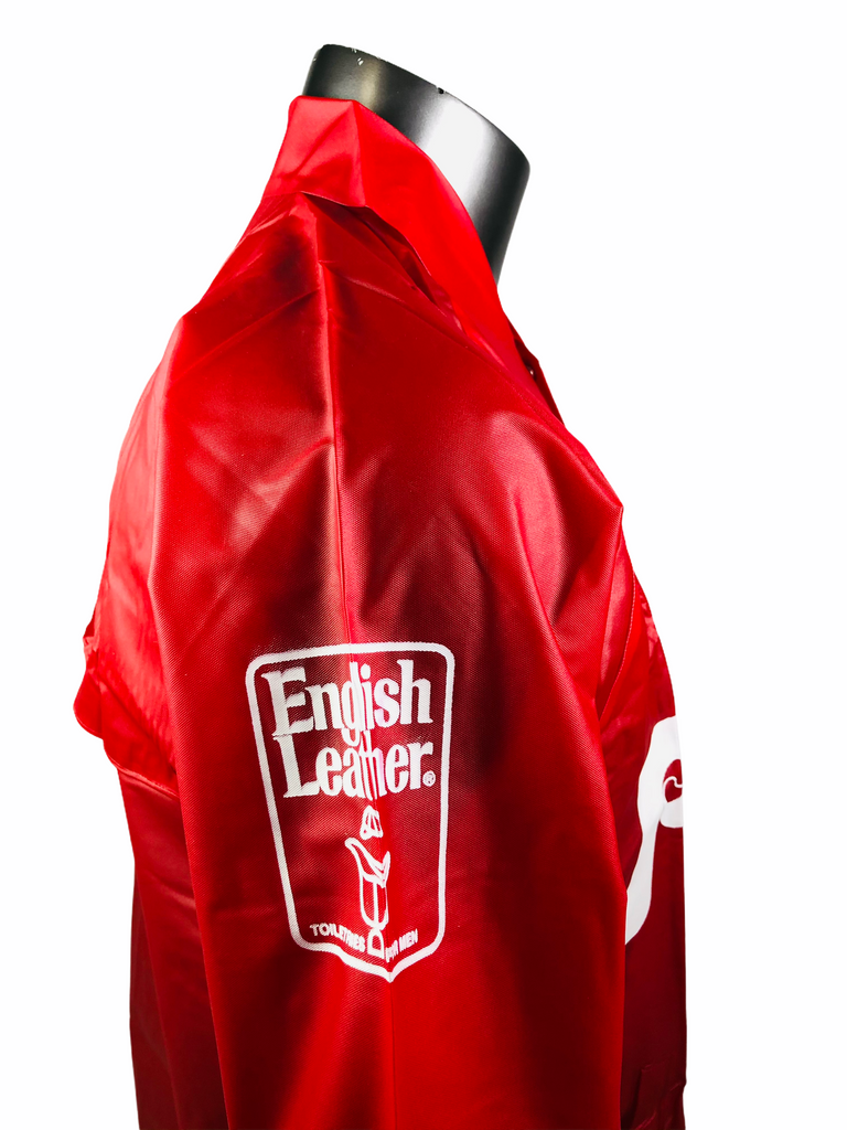 PHILADELPHIA PHILLIES VINTAGE 1980'S ENGLISH LEATHER RAIN COAT JACKET CHILD'S SMALL