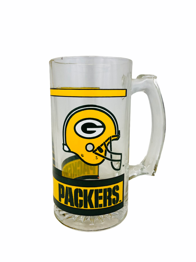 GREEN BAY PACKERS VINTAGE 1990'S NFL GLASS BEER MUG