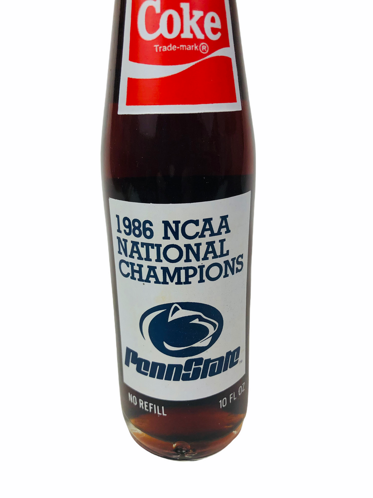 JOE PATERNO PENN STATE UNIVERSITY NITTANY LIONS VINTAGE 1986 NCAA NATIONAL CHAMPIONS COKE BOTTLE