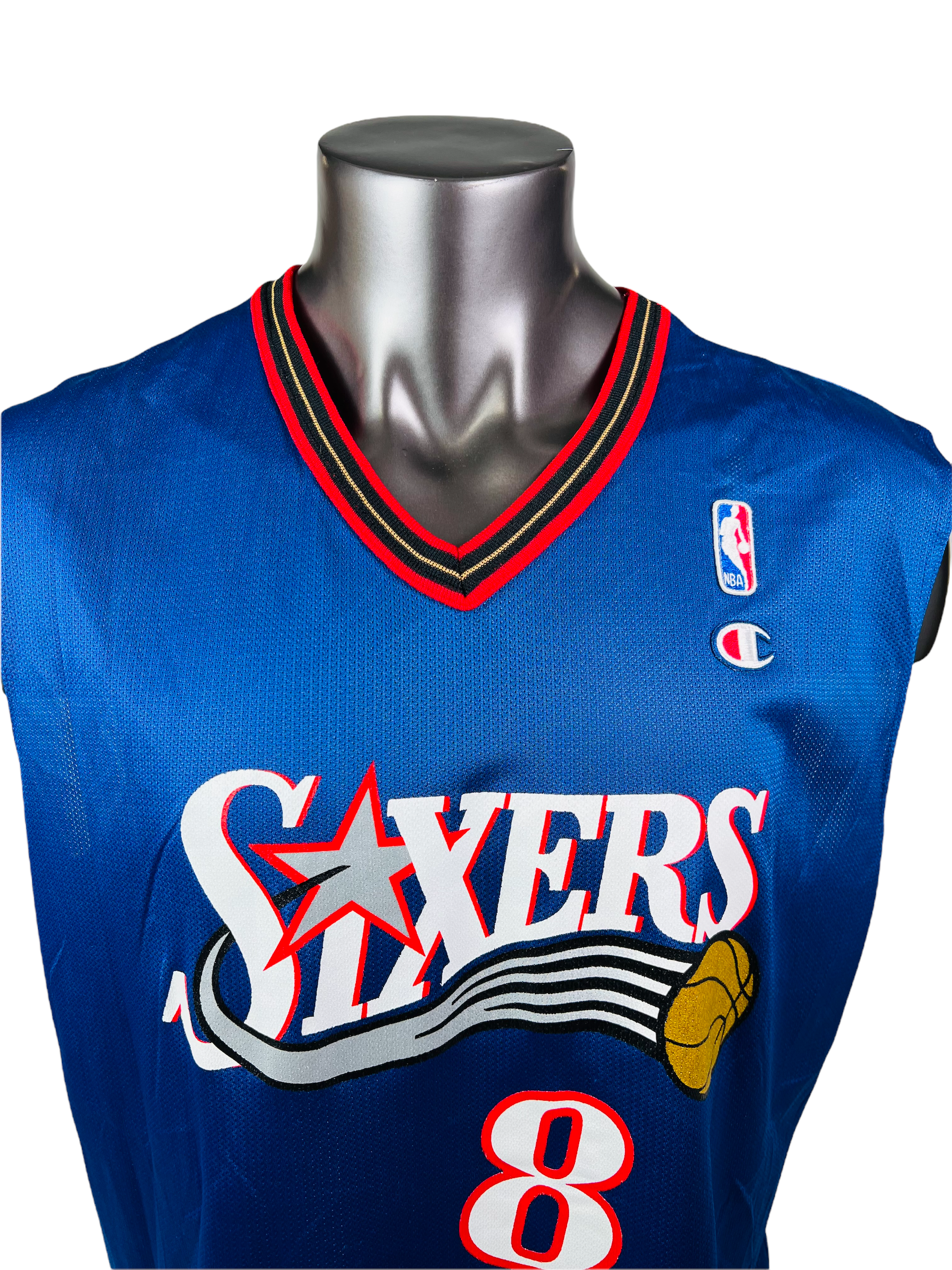 1994-95 Philadelphia 76ers Sixers 14 Champion Game Worn Jersey Jacket 48  Iowa St