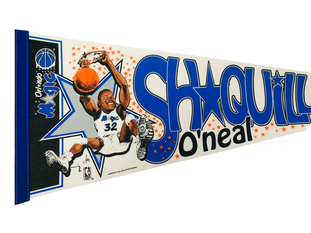 SHAQUILLE O'NEAL ORLANDO MAGIC VINTAGE 1990'S SALEM PENNANT - DEADSTOCK