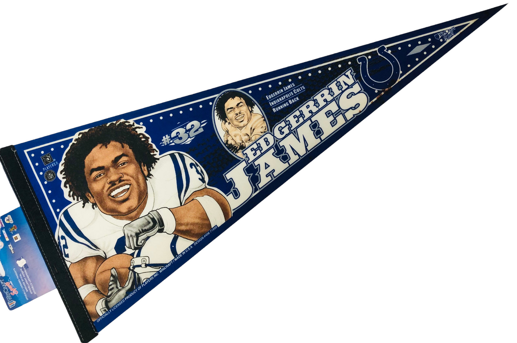 EDGERRIN JAMES INDIANAPOLIS COLTS VINTAGE 1990'S SPORTS WINCRAFT PENNANT