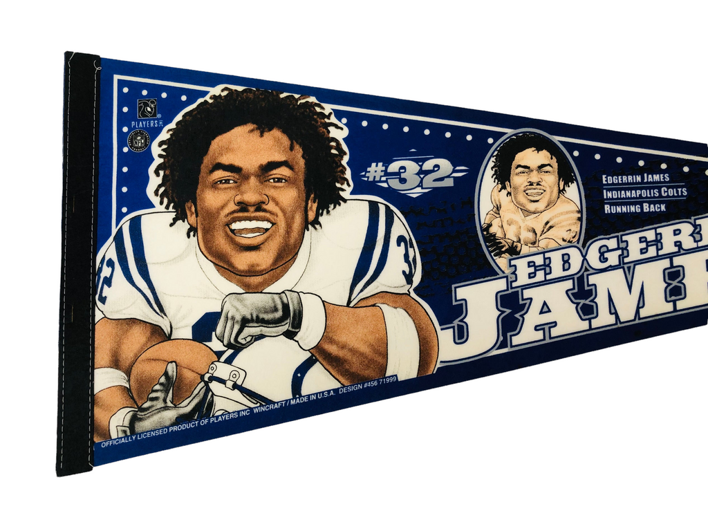 EDGERRIN JAMES INDIANAPOLIS COLTS VINTAGE 1990'S SPORTS WINCRAFT PENNANT