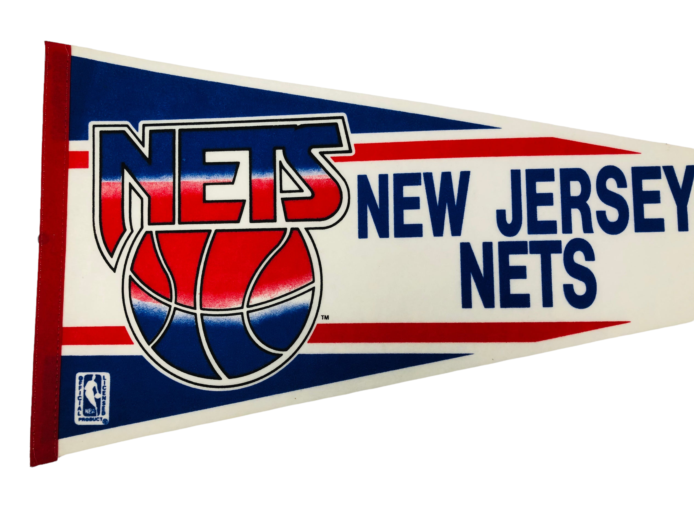 NEW JERSEY NETS VINTAGE 1990'S NBA PENNANT - DEADSTOCK - Bucks
