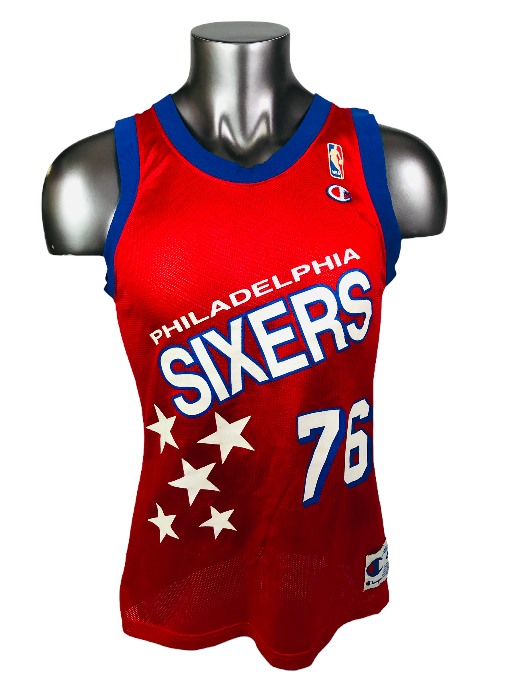SHAWN BRADLEY PHILADELPHIA SIXERS VINTAGE 1990 S CHAMPION JERSEY